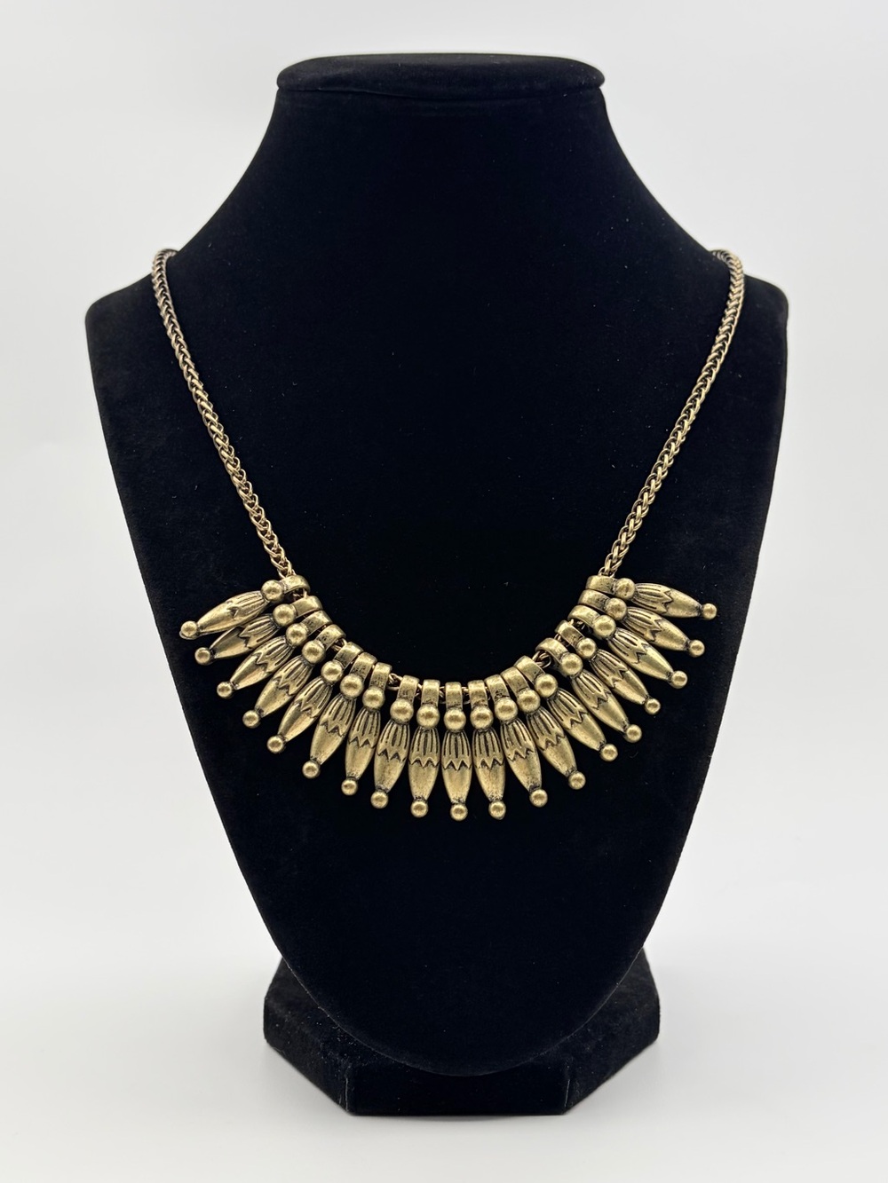Brass-Tone Fringe Statement Necklace
